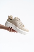 Glenda bej  arka ve dil rugan bağcıklı sneaker kadın ayakkabı