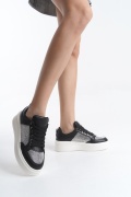 Heloisa siyah taşlı bağcıklı kadın sneaker ayakkabı