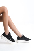 Lizandra siyah süet rugan  bağcıklı kadın sneaker ayakkabı
