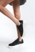 Lizandra siyah süet rugan  bağcıklı kadın sneaker ayakkabı