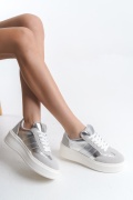 Lizandra gümüş   bağcıklı kadın sneaker ayakkabı
