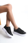 Luiza cilt siyah bağcıklı sneaker kadın ayakkabı