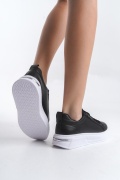 Luiza cilt siyah bağcıklı sneaker kadın ayakkabı