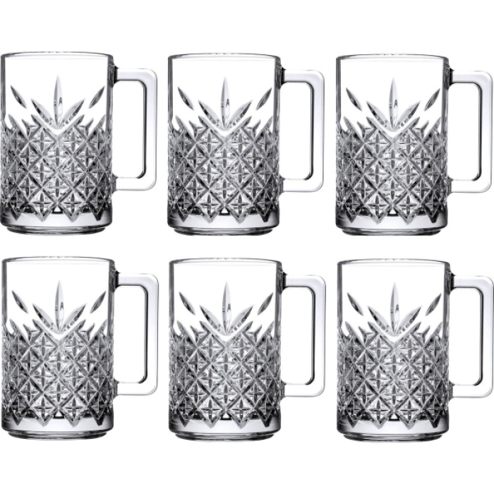 6lı Kulplu Kristal Meşrubat Bardağı