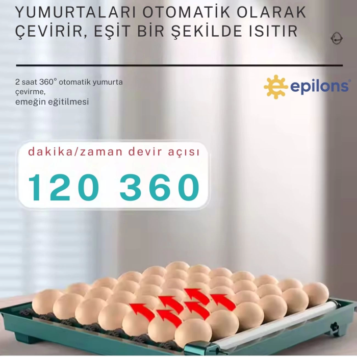 Slim Model 130’lu Gün Sayaçlı Tam Otomatik Kuluçka Makinesi – Yedek Motor + Su Kabı + Qr Videolu Kurulum