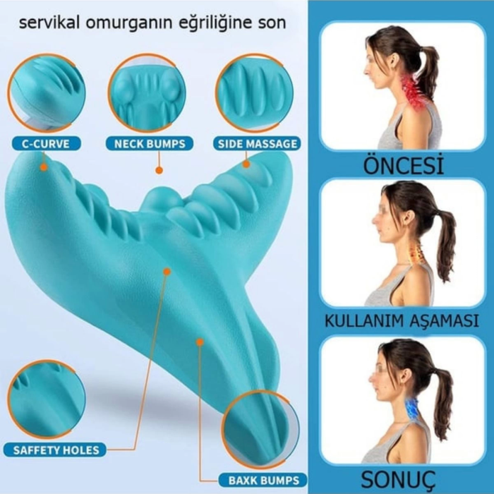 Kayropraktik Boyun Yastığı U Şekilli Masaj Destekli Ağrı Kesici Bellek Köpük Yastık