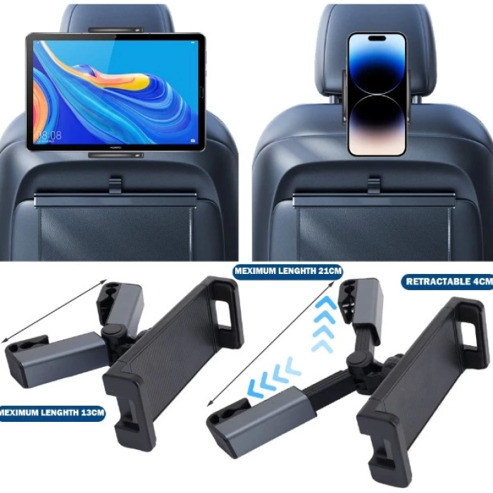 Araç Koltuk Arkası Tablet Tutucu, Telefon Tutucu, Tablet/telefon Tutucu, İpad Pro 12.9 Mini Air, Galaxy Tab A A7 S7, Switch, Surface, 4,7-12,9 İle Uyumlu