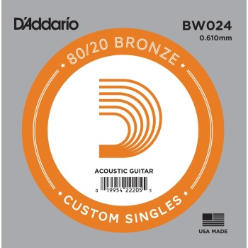 DAddario BW024 Akustik Gitar Tek Tel (G-Sol - 80/20 Bronze)