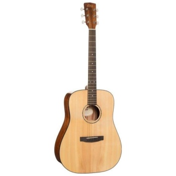 Cort EARTH60NAT Masif Ladin Kapaklı Akustik Gitar (Başlangıç/Orta Seviye) | Dreadnought Kasa Formu, Natürel Parlak Bitiş ve Geleneksel Akustik Tonlar