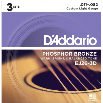 DAddario EJ26-3D Phosphor Bronze Serisi Akustik Gitar Tel Seti (Phosphor Bronze)