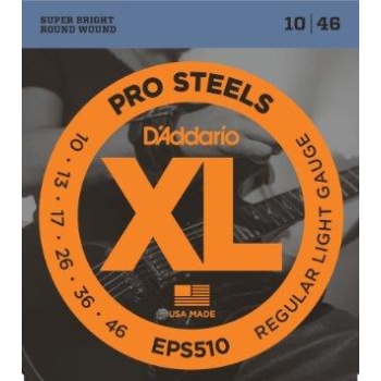 DAddario EPS510 XL ProSteels Elektro Gitar Tel Seti - 10-46 Regular Light (Profesyonel) | Paslanmaz Çelik Alaşım, Süper Parlak Ton, Artırılmış Sustain ve Korozyon Direnci