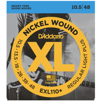 DAddario EXL110+ XL Nickel Wound Elektro Gitar Tel Seti - 10.5-48 Regular Light Plus (Profesyonel) | Ara Ölçü Esnekliği, Parlak Ton Karakteri ve Mükemmel Manyetik Çıkış