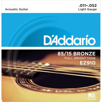 DAddario EZ910 EZ Serisi Akustik Gitar Tel Seti (Light - 85/15 Bronze - 11-52)