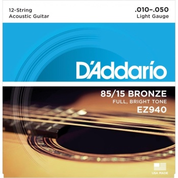 DAddario EZ940 EZ Serisi Akustik Gitar Tel Seti (Light - 85/15 Bronze - 10-50)