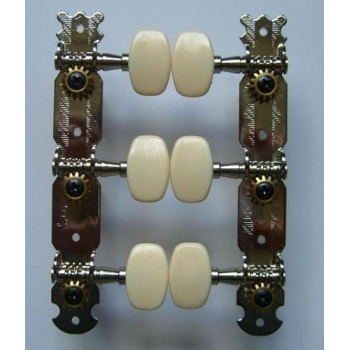 Maxtone GM22N Klasik Gitar Burgu Seti - 3+3 Nikel (Aksesuar/Yedek Parça) | Beyaz Kelebek Başlıklı Standart Mekanizma, Naylon Tel Uyumu ve Hassas Akort İmkanı