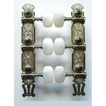 Maxtone GM34N Klasik Gitar Burgu Seti - 3+3 Nikel (Aksesuar/Yedek Parça) | Desenli Metal Plaka Tasarımı, Sağlam Konstrüksiyon ve Kararlı Akort Tutuşu