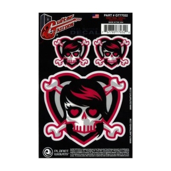DAddario Planet Waves GT77032 Gitar Tattoo Sticker - Emo Girl Skull (Aksesuar) | İz Bırakmayan Yapışkan Teknolojisi, Kişiselleştirilmiş Gövde Tasarımı ve Canlı Grafik Detayı