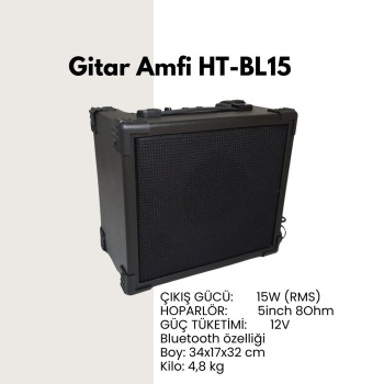 15 Watt Çift Giriş Bluetooth lu Gitar Amfisi