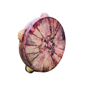 Tef Sarı Metal Zilli Ebru Desenli Derili 28 cm DZDSE28