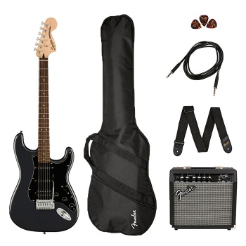 Squier Affinity Stratocaster HSS Laurel Klavye Charcoal Frost Metallic 15G Elektro Gitar Seti