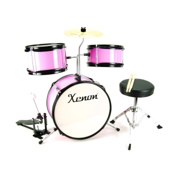 Xenon XND33PNK Çocuk Bateri Seti (Pembe) | 3 Parça Davul Seti, Zil ve Tabure Dahil, 4-8 Yaş İçin İdeal