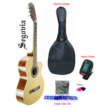 Segovia SGC250 Klasik Gitar (Cutaway) | Üst Perdelere Kolay Erişim, Dengeli Bas ve Tizler, Zarif Tasarım