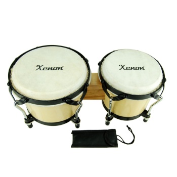 Xenon XNB1719N Ahşap Bongo (6 + 7) | Doğal Deri Üst, Akort Edilebilir, Latin Ritimleri İçin