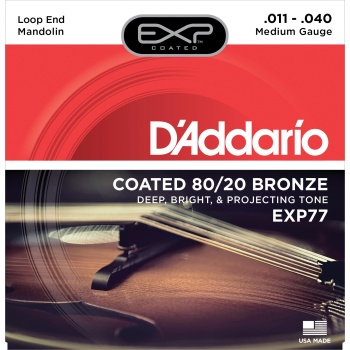 DAddario EXP77 EXP Serisi Mandolin Tel Seti (11-40 - Coated 80/20 Bronze - Loop End)