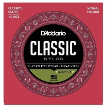 DAddario EJ27N 1/2 Classics Serisi Klasik Gitar Tel Seti (1/2 Ölçek - Normal Tension - Gümüş Sarım)