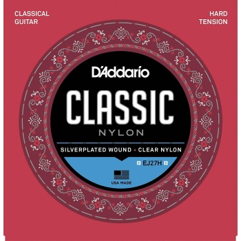DAddario EJ27H Classics Serisi Klasik Gitar Tel Seti (4/4 Ölçek - Hard Tension - Gümüş Sarım)