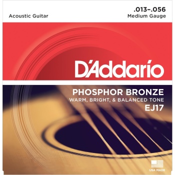 DAddario EJ17 Phosphor Bronze Serisi Akustik Gitar Tel Seti (13-56 - Phosphor Bronze)