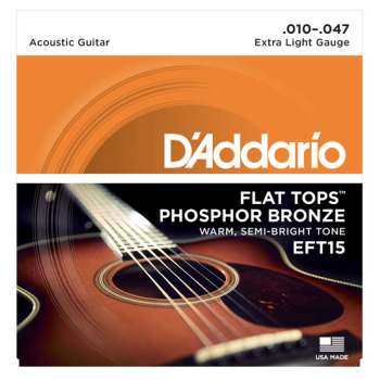 DAddario EFT15 Akustik Gitar Tel Seti (Extra Light - 10-47 - Phosphor Bronze)