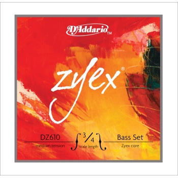 DAddario DZ610 3/4M Zyex Serisi Kontrabas Tel Seti (3/4 Ölçek - Medium Tension)