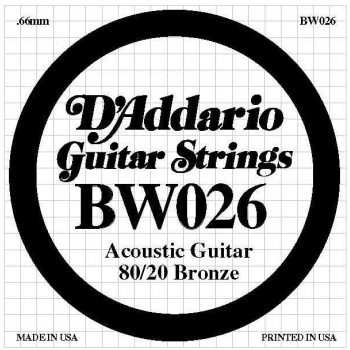 DAddario BW026 Akustik Gitar Tek Tel (G-Sol - 80/20 Bronze)