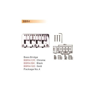 Valencia BBR4BK Bas Gitar Köprüsü Siyah (Dr. Parts) | 4 Telli - 93.5mm - Ağır Kütle