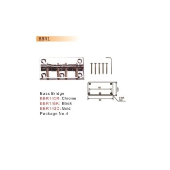 Valencia BBR1BK Bas Gitar Köprüsü Siyah (Dr. Parts) | 4 Telli - 80mm - Modern