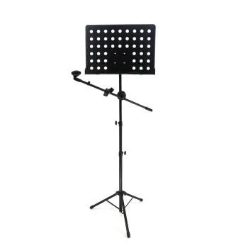 Hbk P-06hv Nota Sehpası Ve Mikrofon Standı - 2si 1 Arada (profesyonel - Delikli Plaka) | Nota Sehpası Ve Mikrofon Tutucuyu Birleştiren Hibrit Tasarım, Sağlam Delikli Plaka | Ölçü: Sahne Standartlarına Uygun Ayarlanabilir Boy