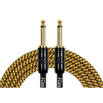 Kırlın IW-241BCG-3M-GOB Dokuma Enstrüman Kablosu (3 Metre) | Altın-Siyah Renk Seçeneği ile Retro Görünüm ve Stüdyo Kalitesinde Ses Aktarımı