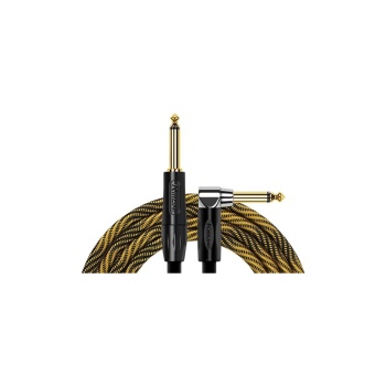 Kırlın IWB-202BFGL-3M-WBO L Uçlu Enstrüman Kablosu (3 Metre) | Beyaz-Turuncu Desenli Tasarım L Tipi Jak ile Güvenli ve Rahat Gitar Bağlantısı