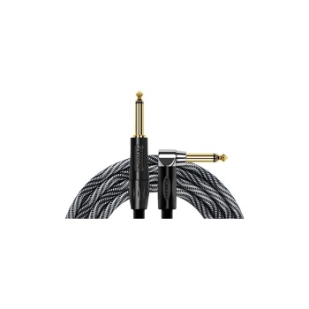 Kırlın IWB-202BFGL-3M-WBW L Uçlu Enstrüman Kablosu (3 Metre) | Beyaz-Siyah Şık Dokuma Düşük Kapasitans Değeri ile Kristal Netliğinde Tizler