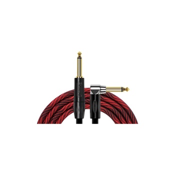 Kırlın IWB-202BFGL-3M-WBR L Uçlu Enstrüman Kablosu (3 Metre) | Beyaz-Kırmızı Dokuma Kılıf Esnek ve Dolaşmayı Önleyen Profesyonel Seri