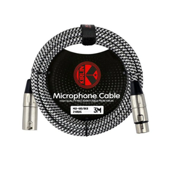 Kırlın MW-480-3M-BKB Profesyonel Mikrofon Kablosu (3 Metre) | 24AWG Hassas İletken XLR Dişi-Erkek Bağlantı ve Gürültüsüz Ses Kaydı