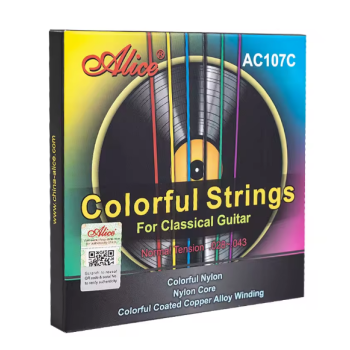 Alice AC107C-N Renkli Klasik Gitar Teli | Eğitim ve Performans İçin Görsel Kolaylık Sağlayan Renkli Tasarım Çocuklar İçin İlgi Çekici ve Eğitici
