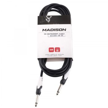 Madison MIC000-3M-BK Enstrüman Kablosu - Siyah (Aksesuar - Esnek PVC Seri) | 3 Metre Uzunluk, Düşük Gürültü (Low Noise) Teknolojisi, 6.3 mm Mono Jak - Jak Bağlantısı | Ölçüler: 3 Metre