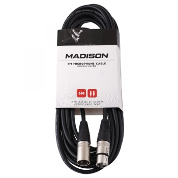 Madison MMC001-6M-BK Mikrofon Kablosu (6m Siyah) | XLR-XLR Dengeli Sinyal Düşük Gürültü