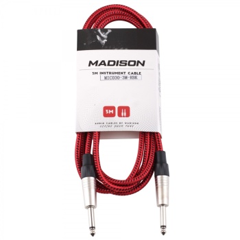 Madison MIC030-3M-RBK Örgülü Gitar Kablosu (3m Kırmızı-Siyah) | Kısa Mesafe İçin Şık Çözüm