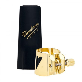 Vandoren LC080P Optimum Tenor Saksafon Bileziği (Üst Segment - Gold Serisi) | V16 Bek Uyumu, Altın Kaplama, Üç Farklı Basınç Plakası, Plastik Kapak Dahil | Uyum: Tenor Saksafon V16 Modelleri