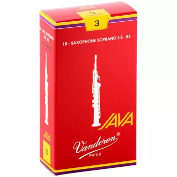 Vandoren SR303R Java Red Cut Soprano Saksafon Kamışı No: 3.0 (Profesyonel/Caz) - 10lu Kutu | Soprano İçin Canlı ve Modern Ton, Hızlı Atak Kabiliyeti