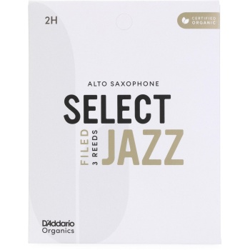 DAddario ORSF03ASX2H Organic Select Jazz Filed Alto Saksafon Kamışı No: 2 Hard (Profesyonel/Caz) - 3lü Paket | Kimyasalsız Organik Tarım Sertifikalı ve Dosyalı (Filed) Kesim