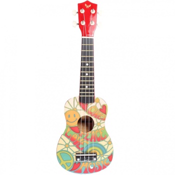 Angel Auk21-lopt Soprano Ukulele - Desenli (başlangıç - Grafik Seri) | Özel Desenli Gövde Tasarımı, Hafif Ve Ergonomik Kasa, Naylon Teller | Ölçüler: 21 İnç / 330 Mm Skala